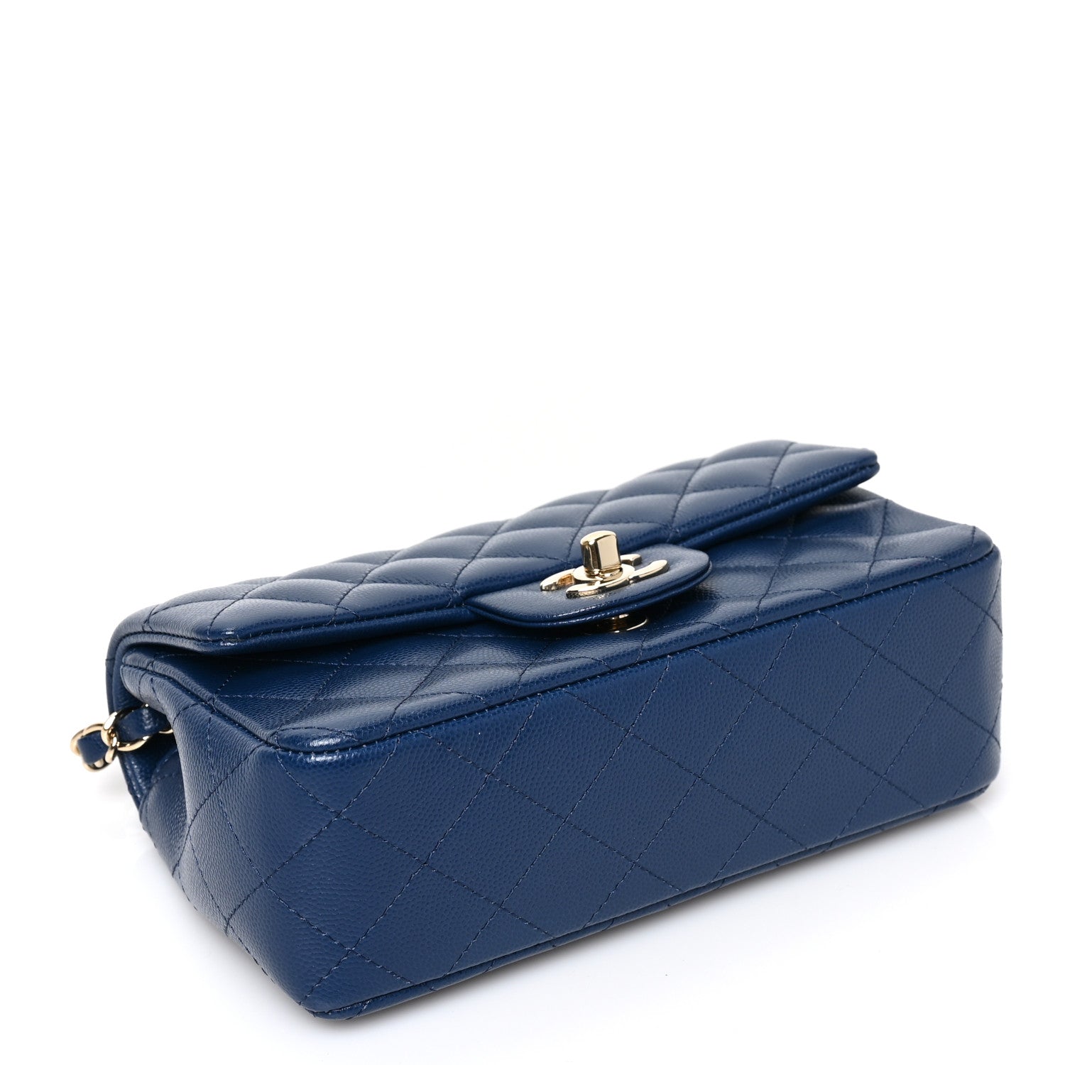 Chanel Caviar Quilted Mini Rectangular Flap Dark Blue 3 of 8