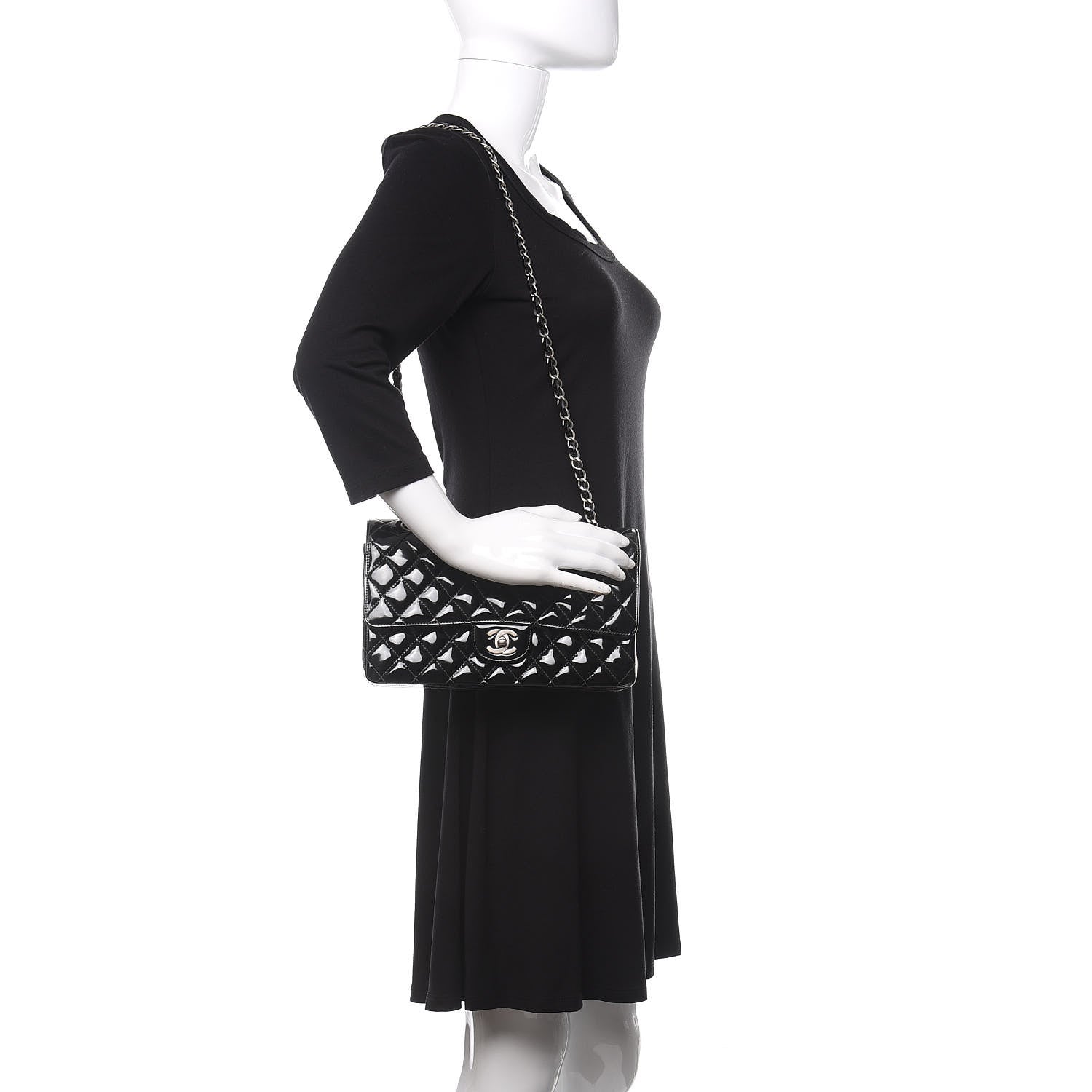 Chanel Patent Quilted Medium Double Flap Black 2 of 18