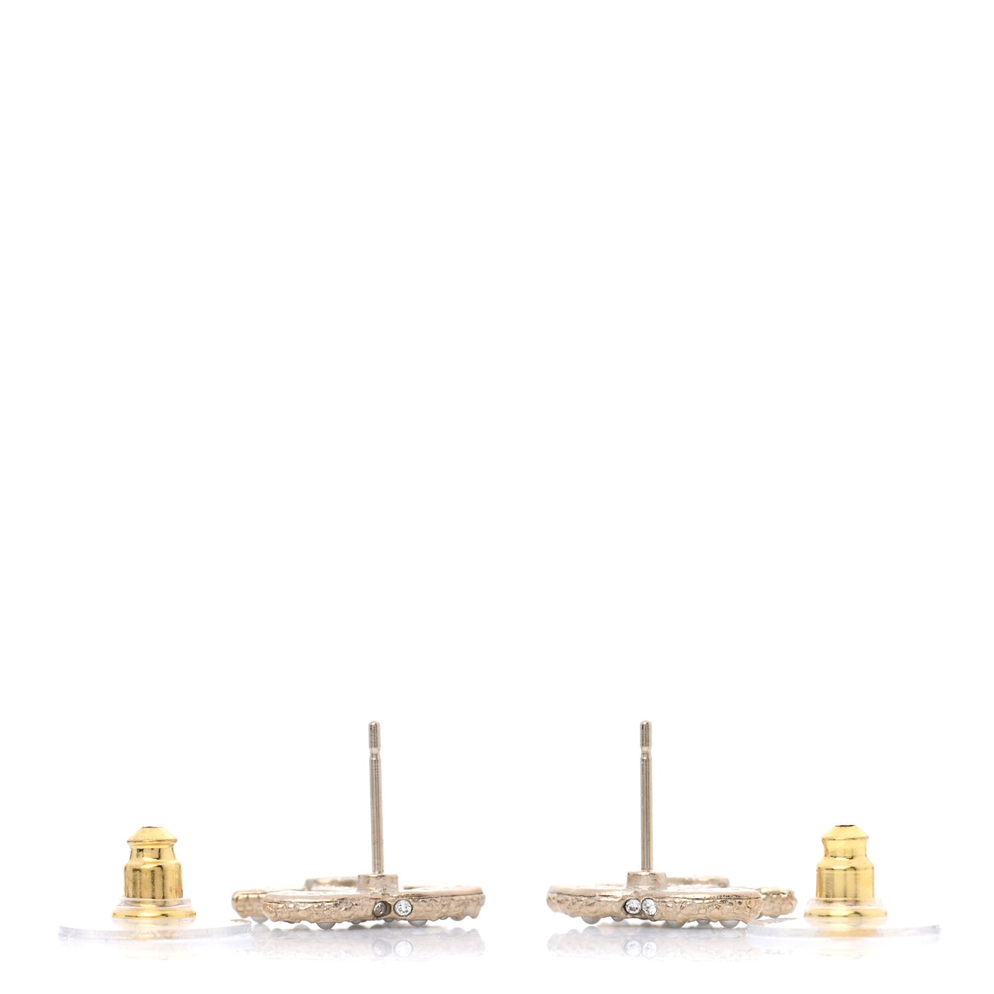 Metal Graduated Pearl Crystal CC Earrings Light Gold