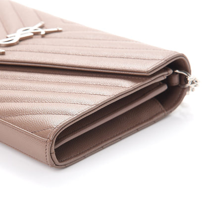 Saint Laurent Grain De Poudre Matelasse Chevron Monogram Chain Wallet Fard 10 of 13