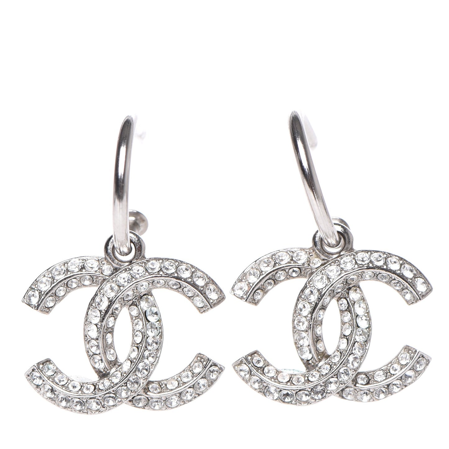 Crystal CC Dangle Earrings Silver