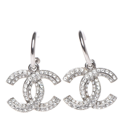 Chanel Crystal CC Dangle Earrings Silver 1 of 4