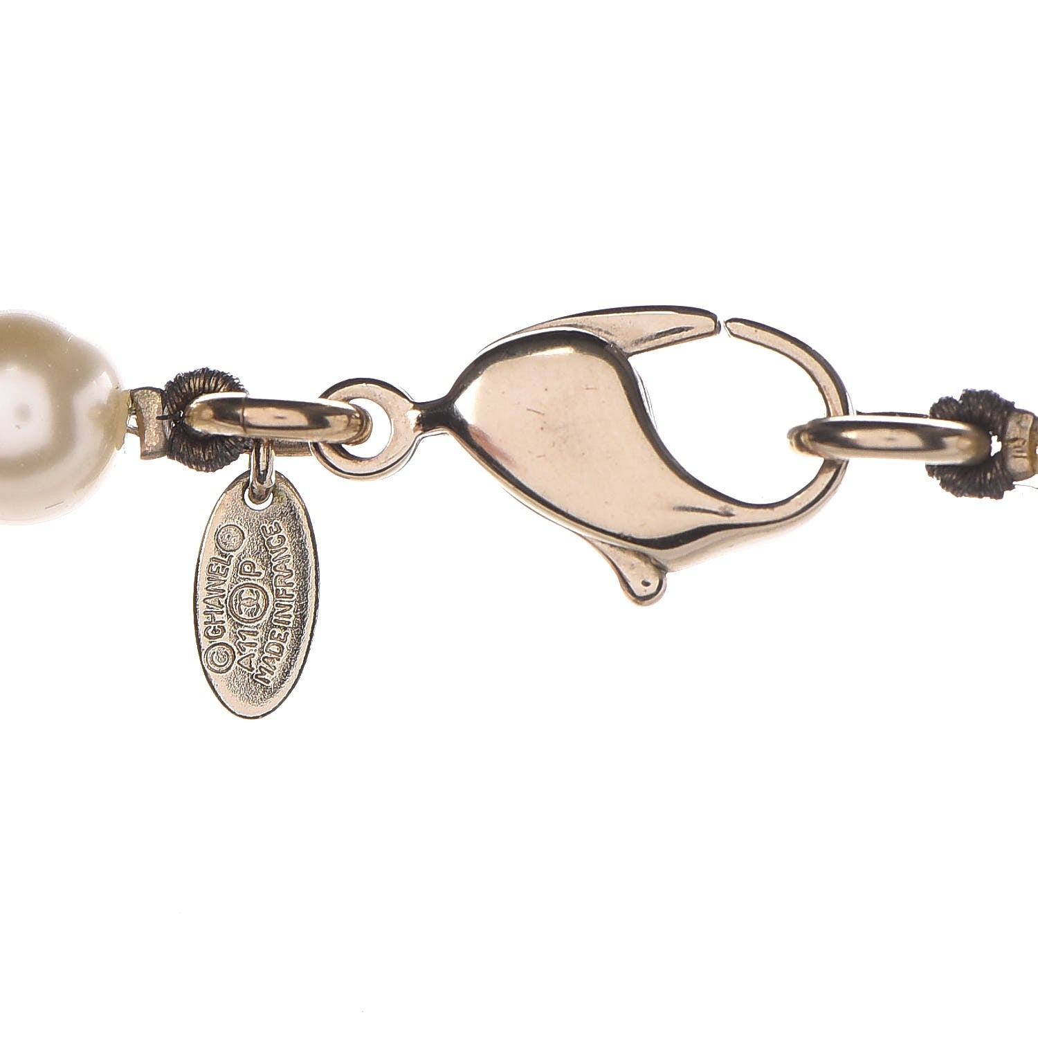 Chanel Graduated Pearl Crystal CC Long Necklace Light Gold 4 of 5