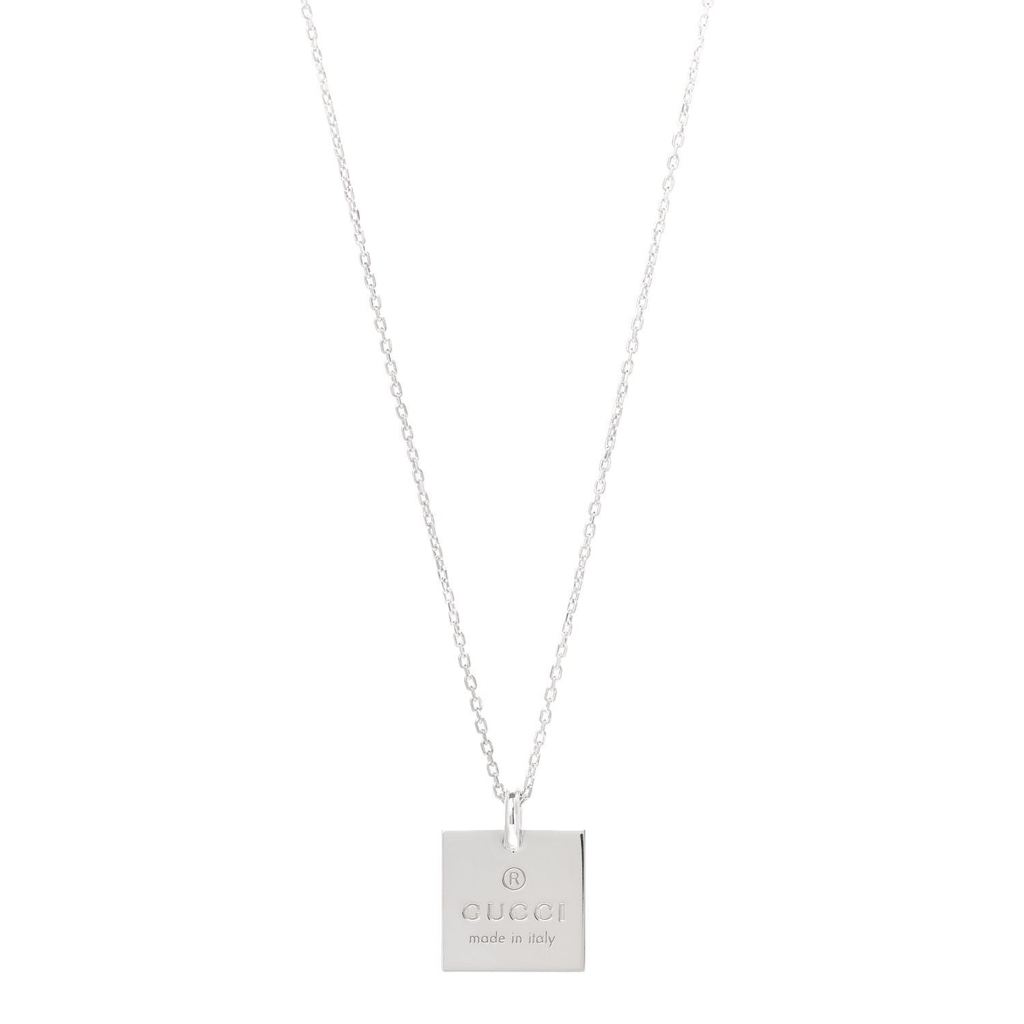 Sterling Silver Trademark Logo Square Pendant Necklace
