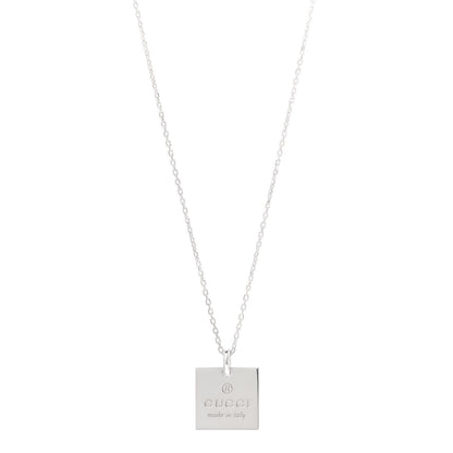 Gucci Sterling Silver Trademark Logo Square Pendant Necklace 1 of 5