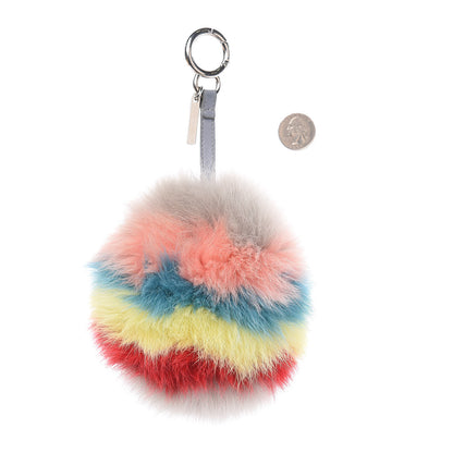 Fendi Fox Fur Rainbow Pom Pom Bag Charm Red Multicolor 2 of 5