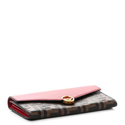 Fendi Vitello Cruise F is Fendi Bi-Color FF 1974 Embossed Continental Envelope Wallet On Chain Maya Black Fragola 4 of 9