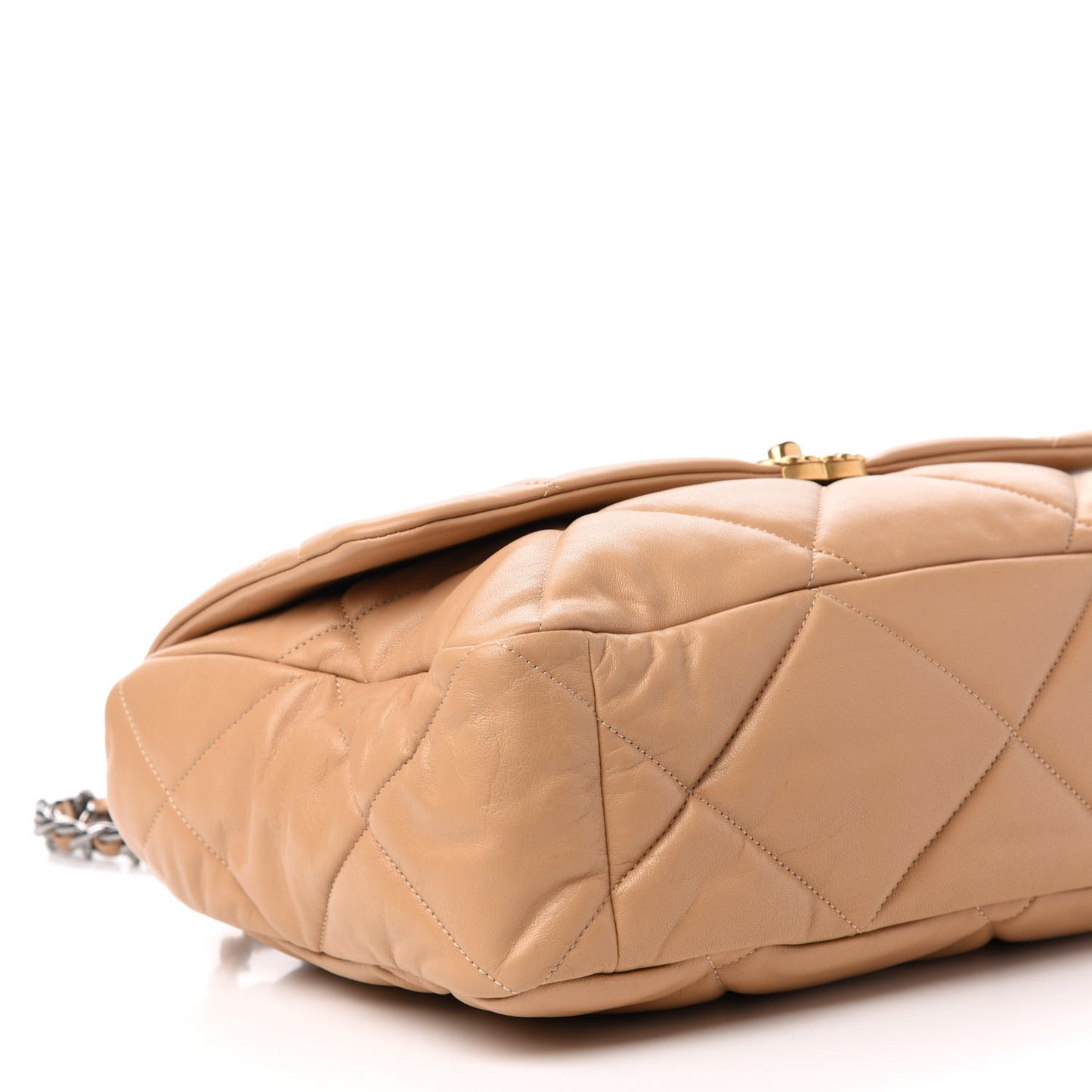 Lambskin Quilted Maxi 19 Flap Dark Beige