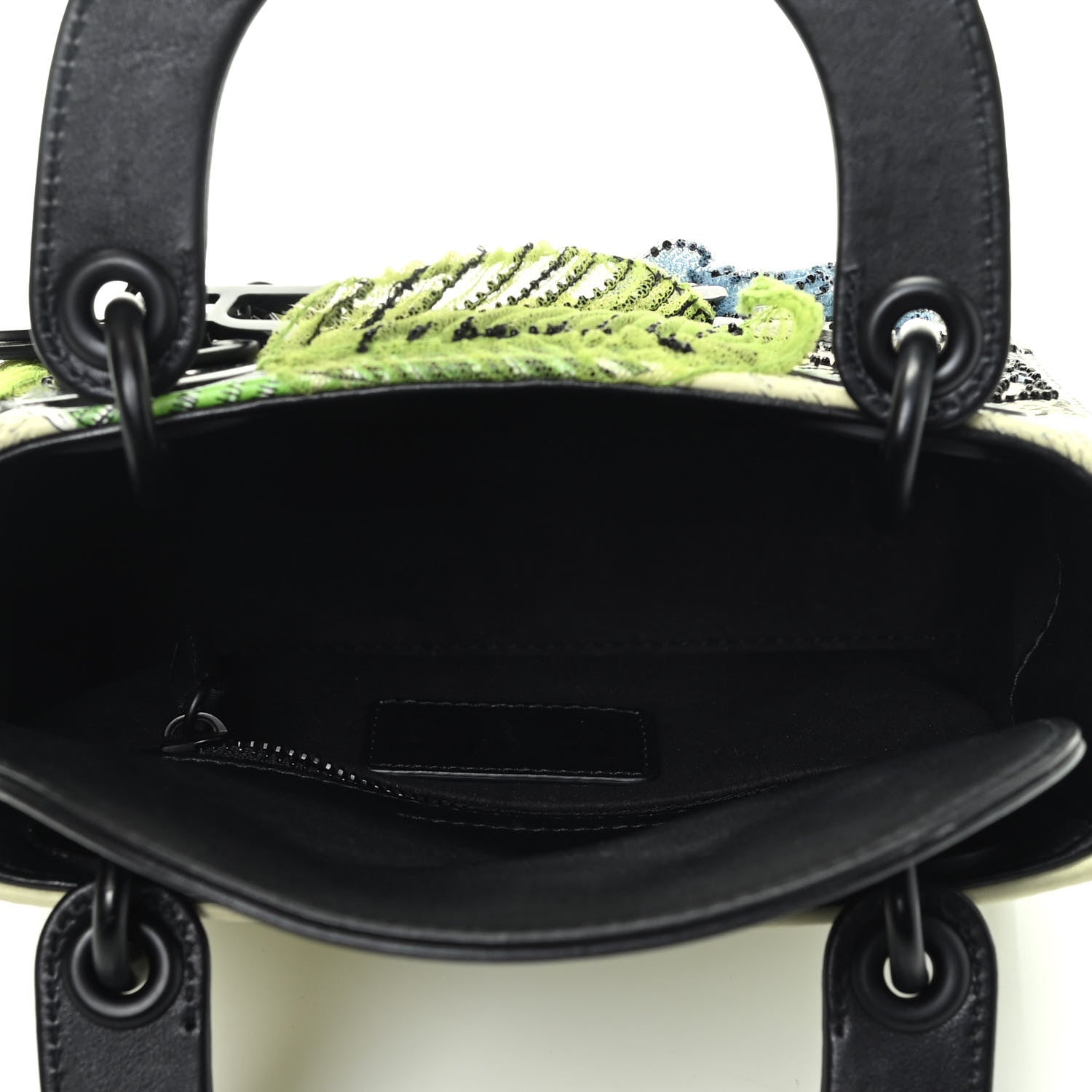Christian Dior Smooth Calfskin Embroidered Mini Lady Dior Green Black 6 of 10