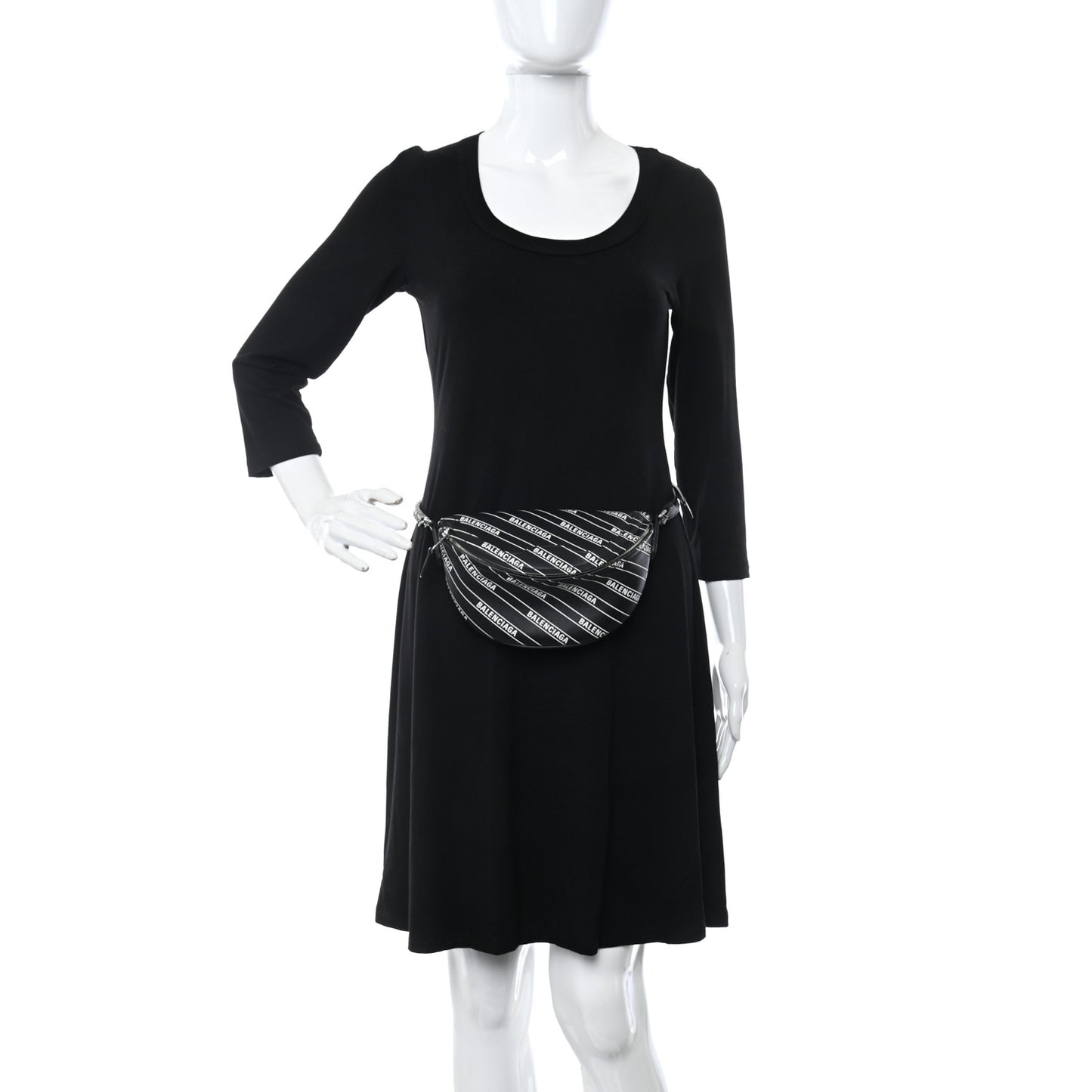 Calfskin Diagonal Allover Logo Print XXS Souvenir Belt Bag Black White