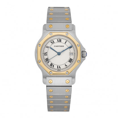 Cartier Stainless Steel 18K Yellow Gold 29mm Santos Octagon Quartz Watch 1 of 4