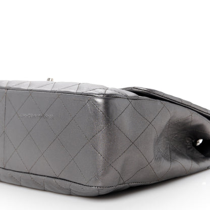 Chanel Metallic Lambskin Quilted Jumbo Single Flap Dark Grey 11 of 12