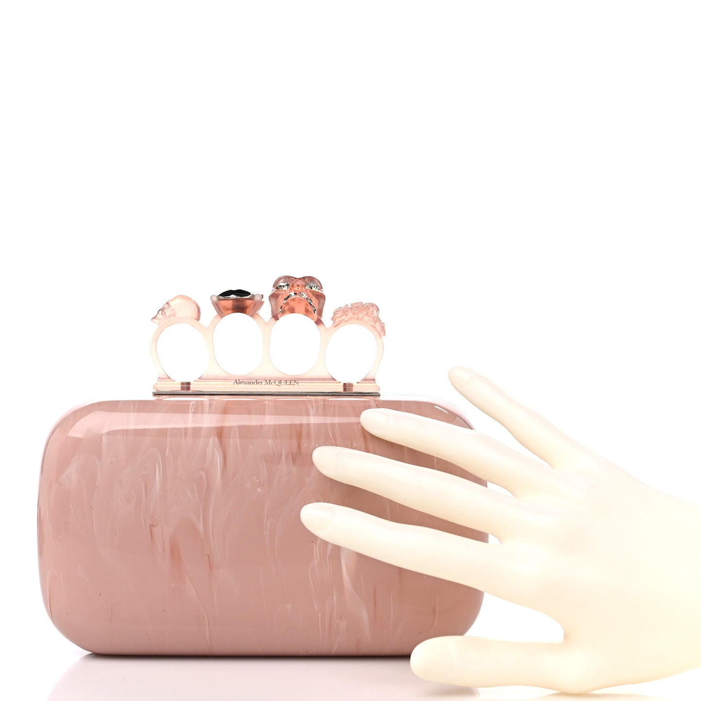 PVC Marble Skull Box Clutch Rose Pink