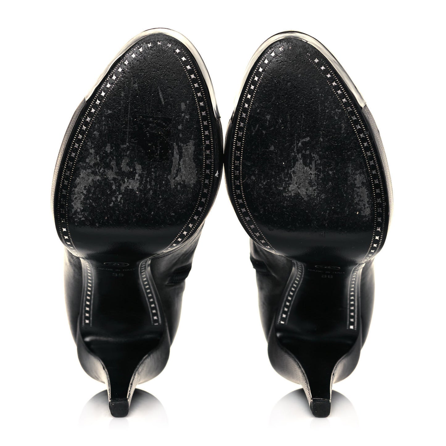 Lambskin Patent CC Cap Toe Platform Ankle Boots 39 Black