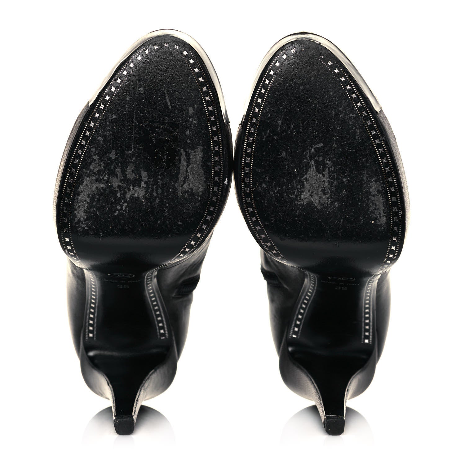 Chanel Lambskin Patent CC Cap Toe Platform Ankle Boots 39 Black 5 of 10