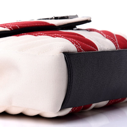 Saint Laurent Canvas Matelasse Chevron American Flag Monogram Medium College Bag Red Blue 9 of 11