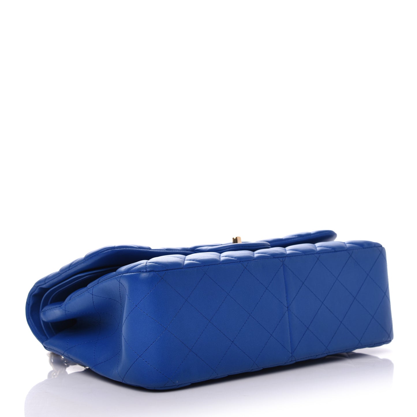 Lambskin Quilted Jumbo Double Flap Blue