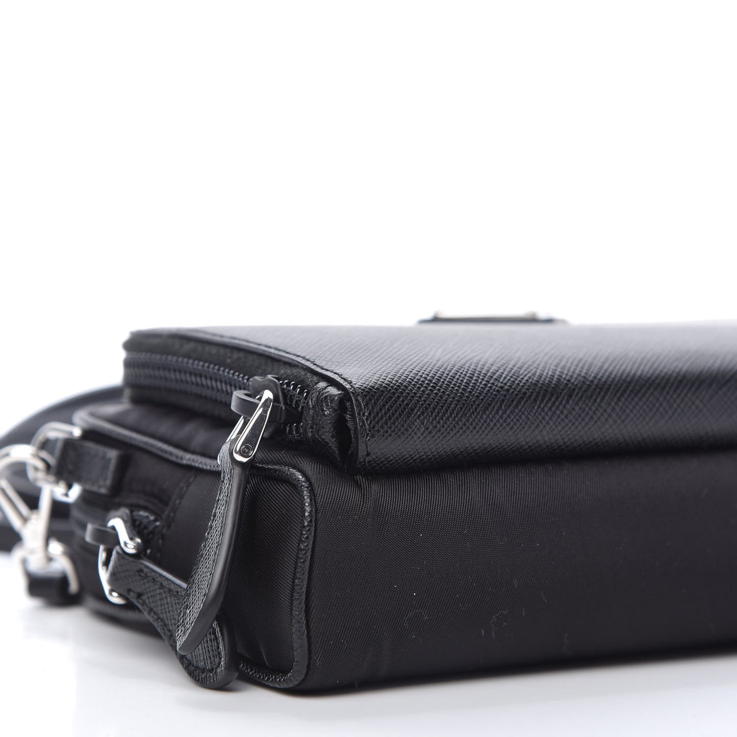 Saffiano Tessuto Nylon Vela Mini Crossbody Bag Black