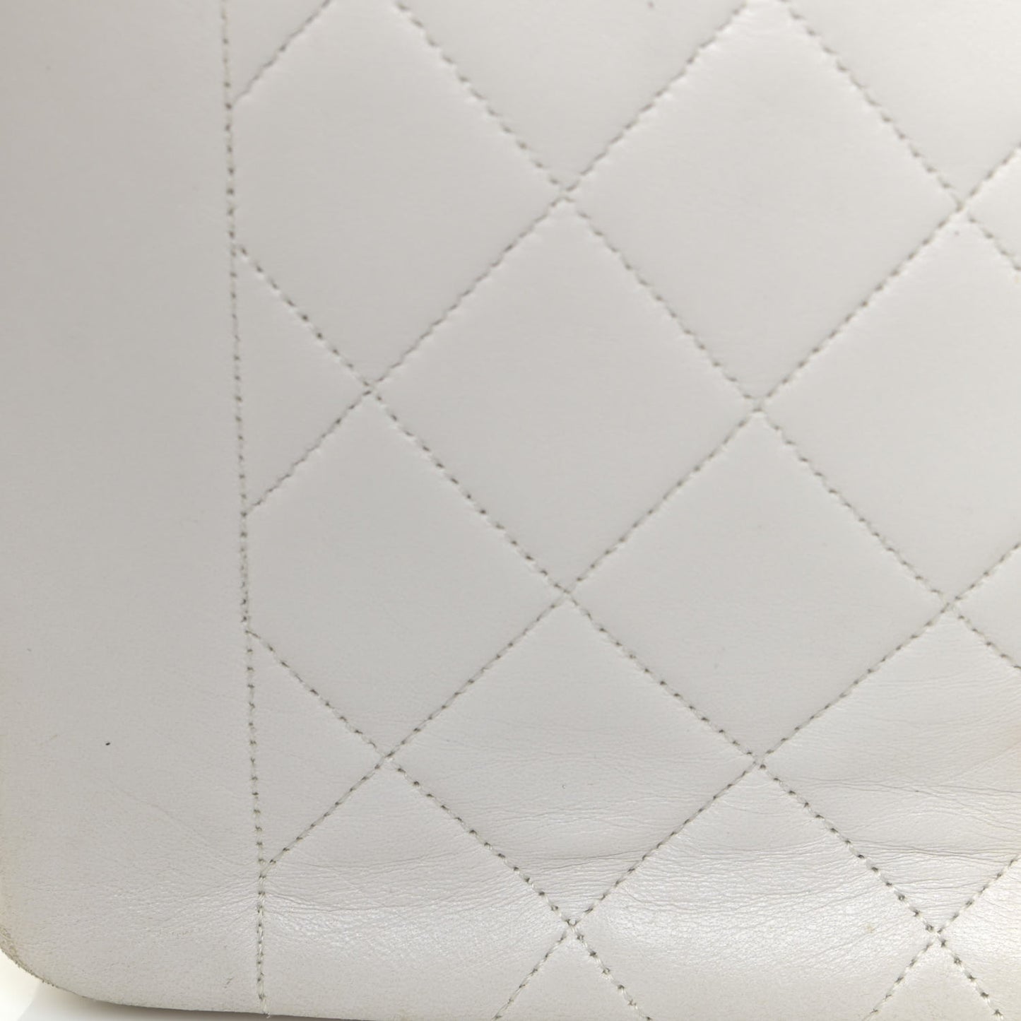 Lambskin Quilted Medium Single Flap White