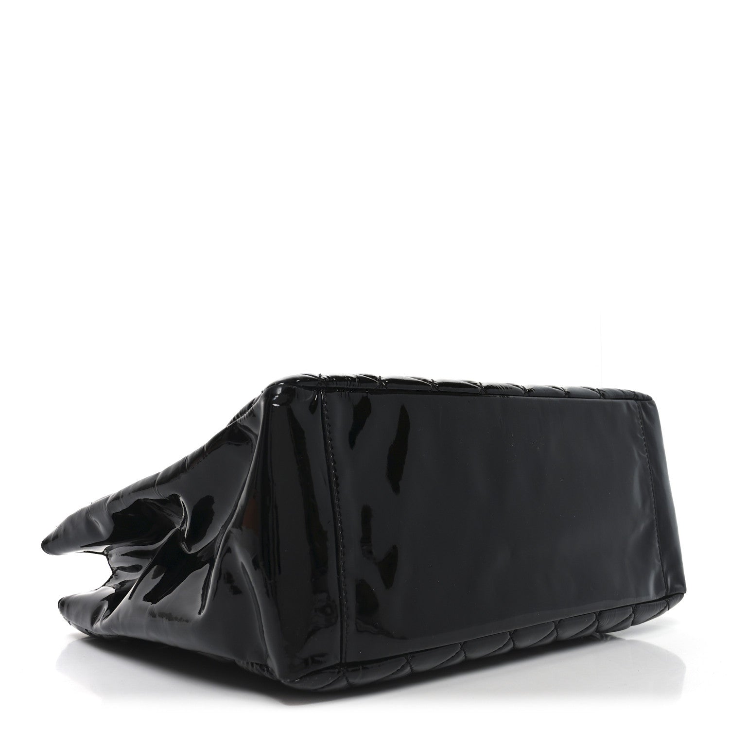 Chanel Patent Quilted Grand Shopping Tote GST Black 4 of 10