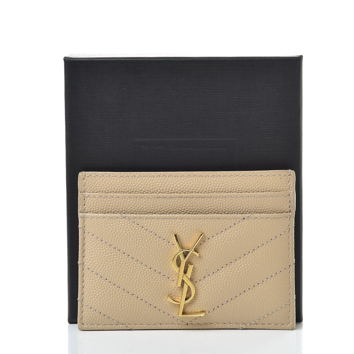 Grain De Poudre Matelasse Chevron Monogram Credit Card Case Nude Powder