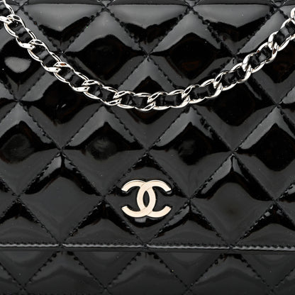 Chanel Patent Quilted Wallet On Chain WOC Black 9 of 13