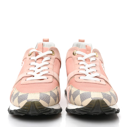 Louis Vuitton Suede Damier Azur Run Away Sneakers 38 Pink 2 of 7