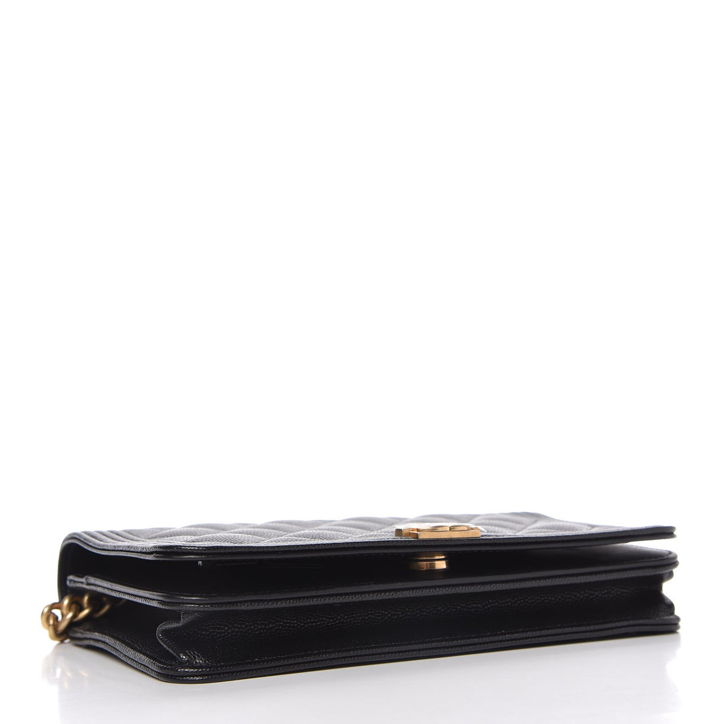 Caviar Quilted Boy Wallet On Chain WOC Black