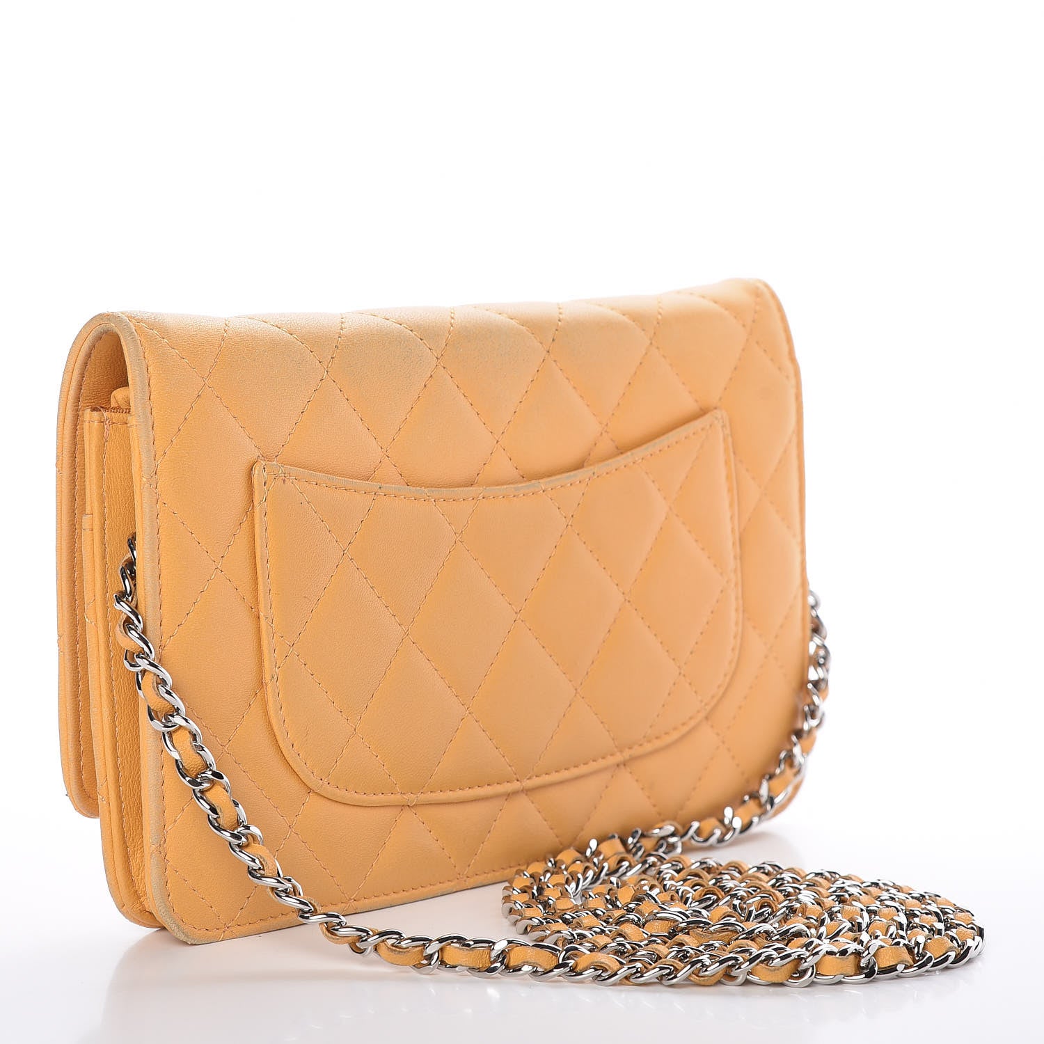 Chanel Lambskin Quilted Wallet on Chain WOC Yellow 3 of 20