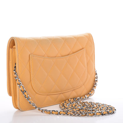 Chanel Lambskin Quilted Wallet on Chain WOC Yellow 3 of 20