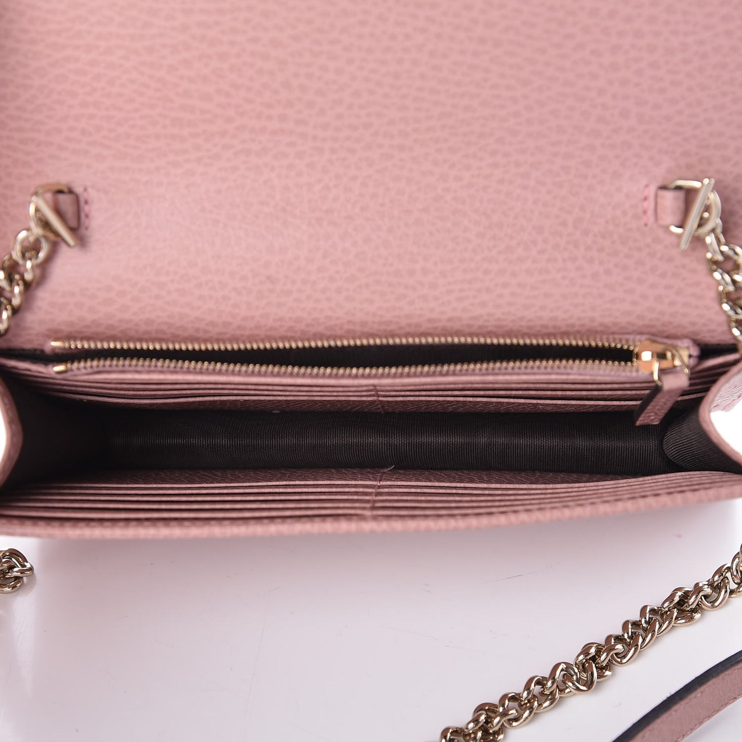 Dollar Calfskin Interlocking G Chain Wallet Soft Pink