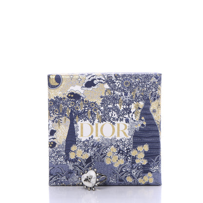 Christian Dior Resin Crystal Metal Blue Bohemienne Heart Ring M Aged Silver White 6 of 6
