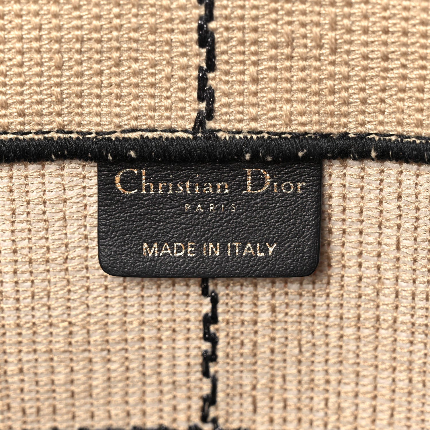 Christian Dior Canvas Embroidered Medium Bayadere Book Tote Black Beige 6 of 10