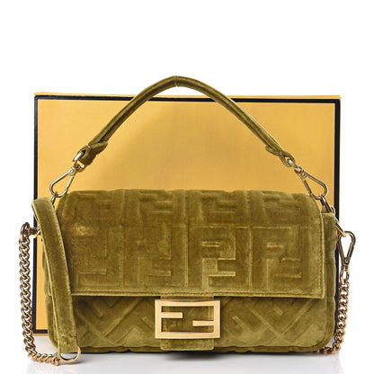 Fendi Velvet FF Embossed Baguette Camaleonte 18 of 18