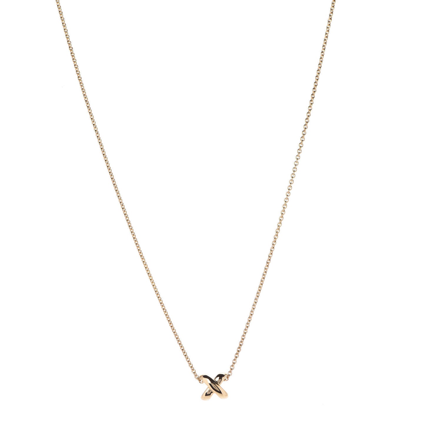 18K Yellow Gold X Pendant Necklace
