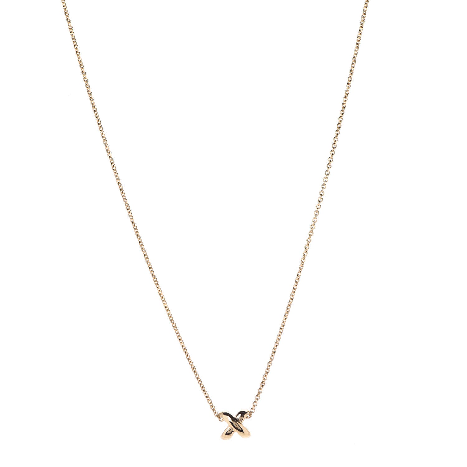 Tiffany 18K Yellow Gold X Pendant Necklace 1 of 5