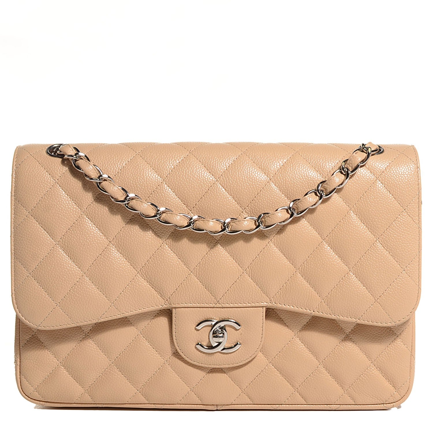 Chanel Caviar Quilted Jumbo Double Flap Beige 1 of 9