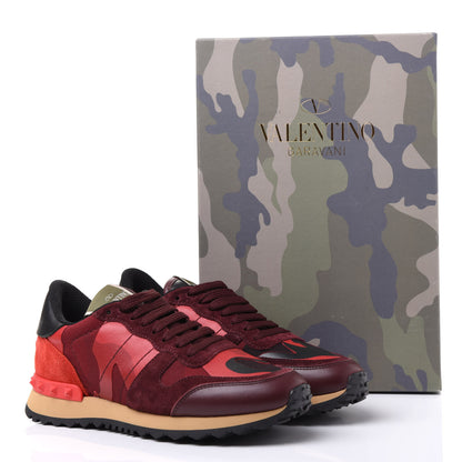 Valentino Garavani Nappa Suede Camouflage Womens Rockrunner Sneakers 35 Rubin Scarlet 9 of 9