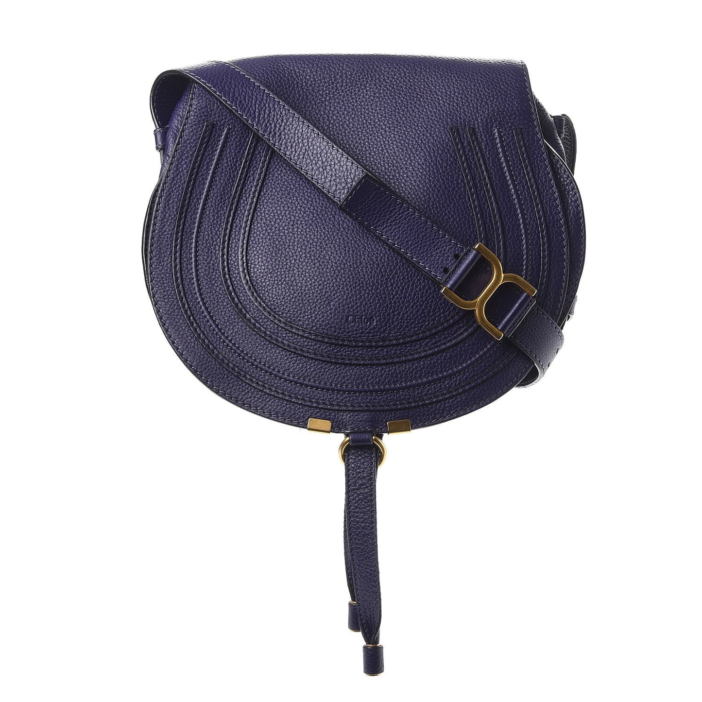 Grained Calfskin Medium Marcie Saddle Bag Storm Blue