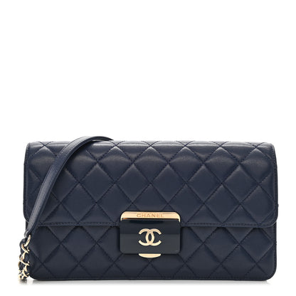 Chanel Sheepskin Quilted Small Beauty Lock Flap Navy 1 of 10