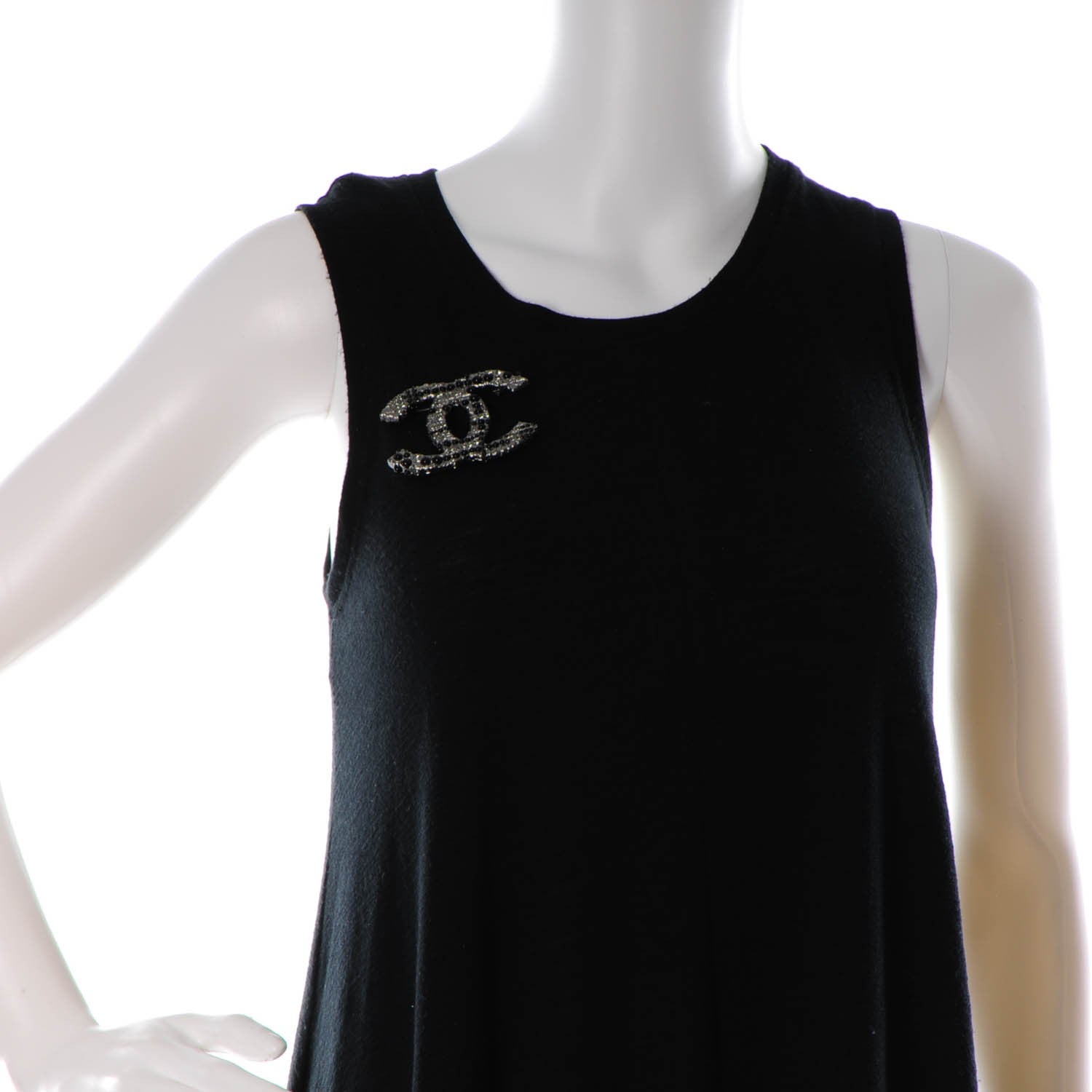 Chanel Crystal Bead Large CC Brooch Black 2 of 5