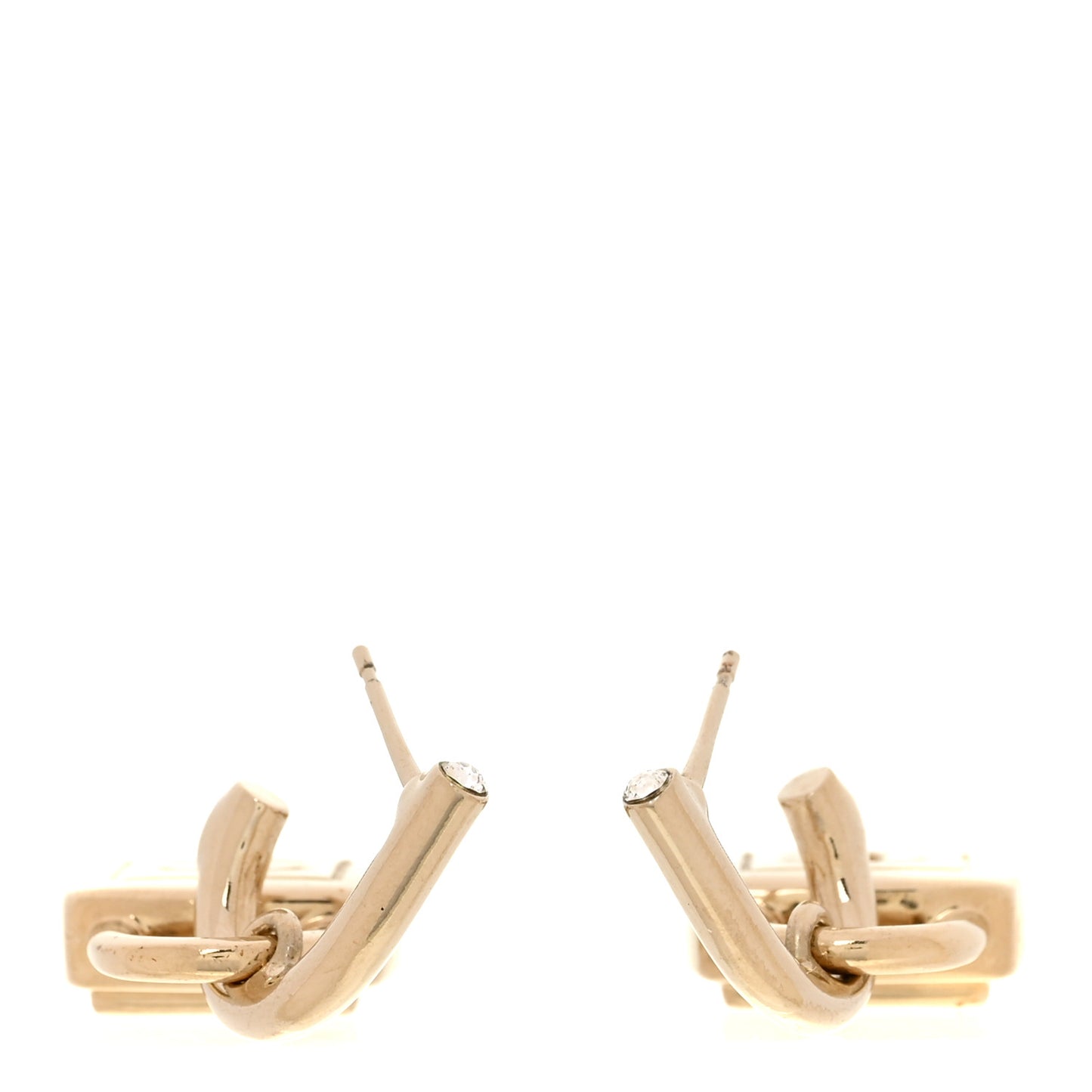 Metal CC Lock Drop Earrings Gold