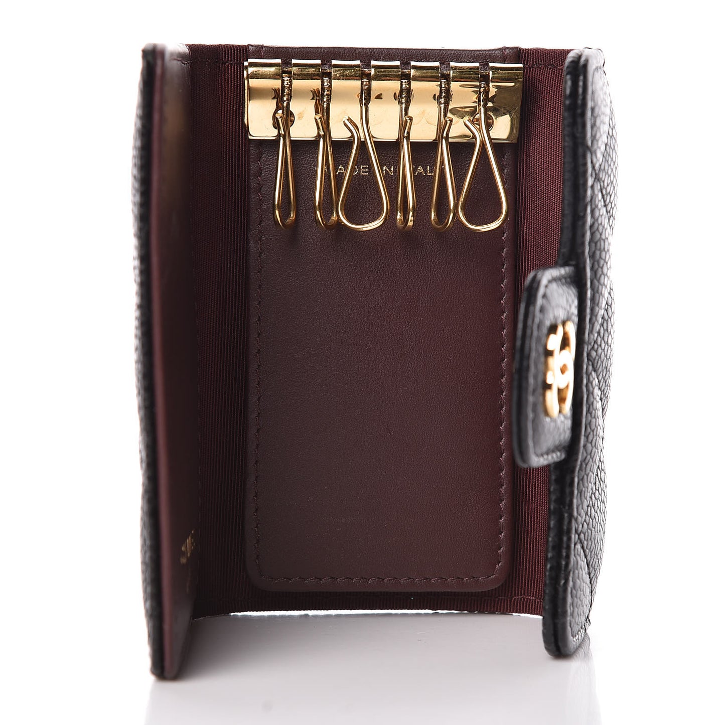 Caviar Quilted 6 Key Holder Black