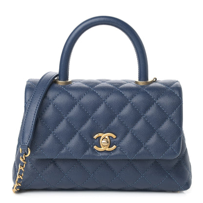 Chanel Caviar Quilted Mini Coco Handle Flap Navy Blue 1 of 12