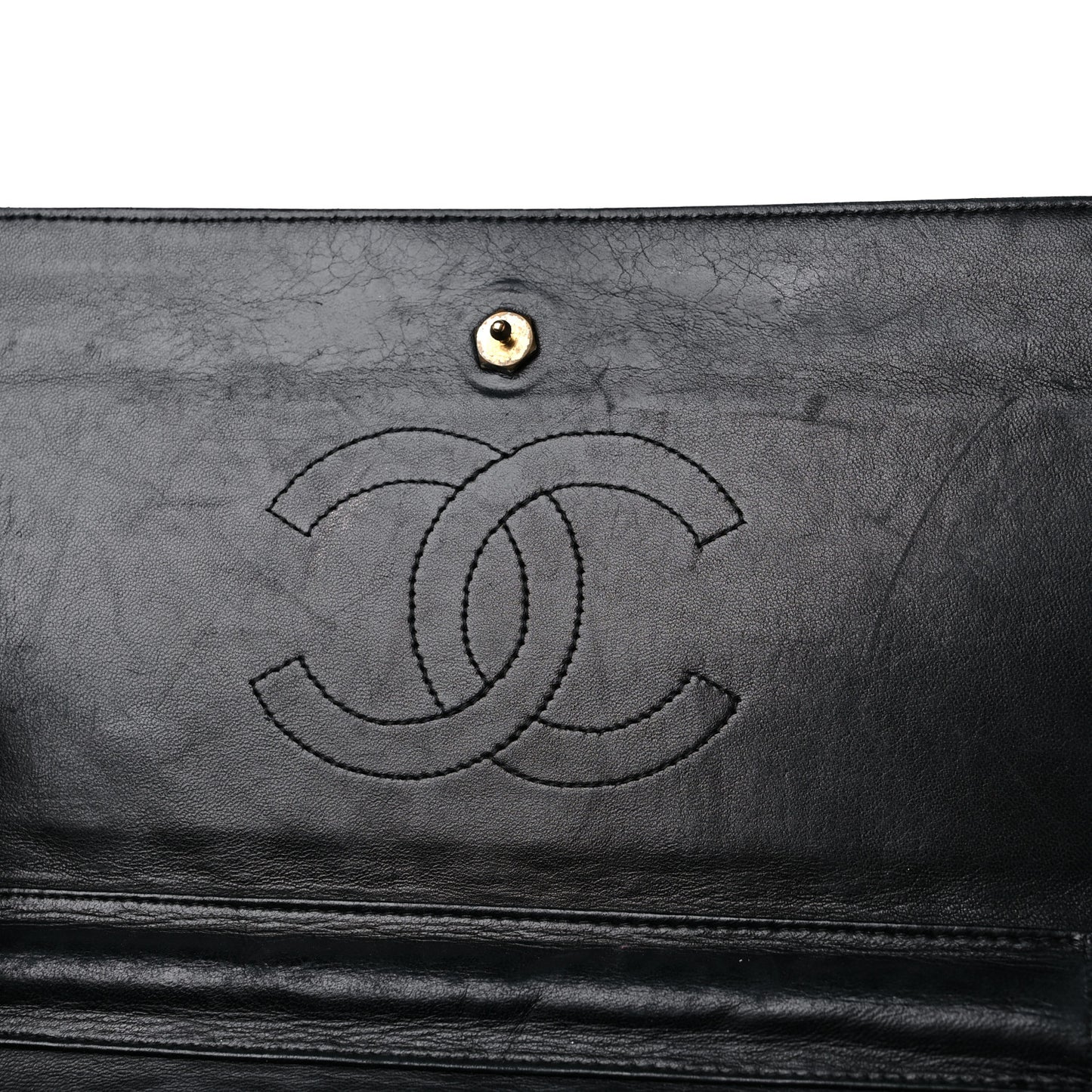 Lambskin Diagonal Quilted Small Single Flap Black