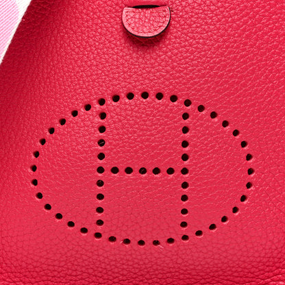 Hermes Taurillon Clemence Flipperball Sangle Evelyne TPM Framboise 8 of 10