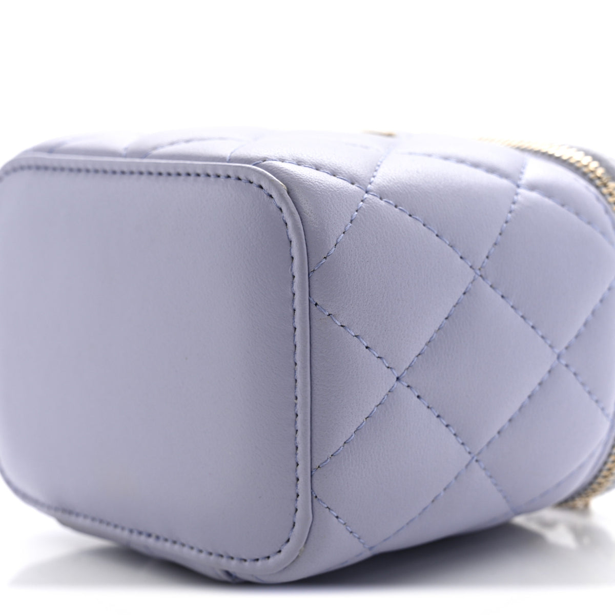 Lambskin Quilted Top Handle Mini Vanity Case With Chain Light Purple