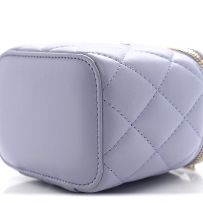 Chanel Lambskin Quilted Top Handle Mini Vanity Case With Chain Light Purple 10 of 10