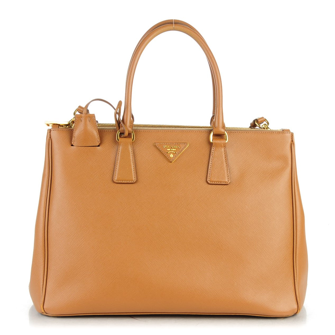 Prada Saffiano Large Galleria Double Zip Tote Caramel 1 of 9