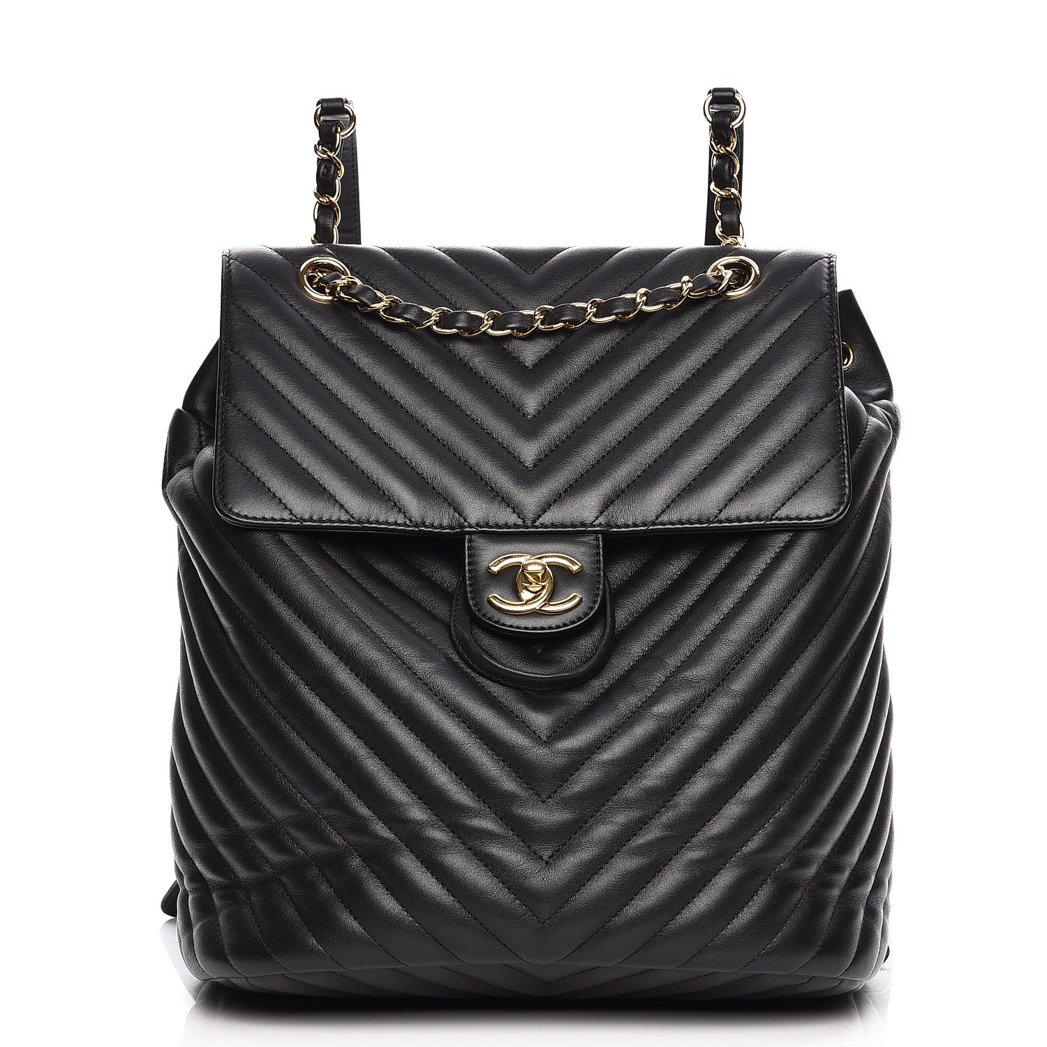 Chanel Calfskin Chevron Quilted Large Urban Spirit Backpack Black 1 of 7